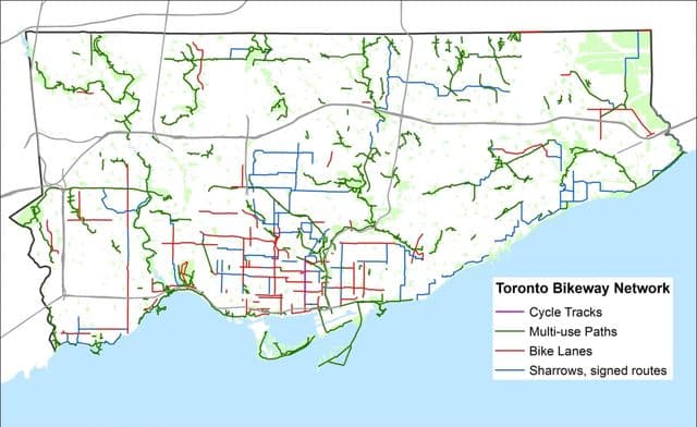 Toronto fietspadenkaart